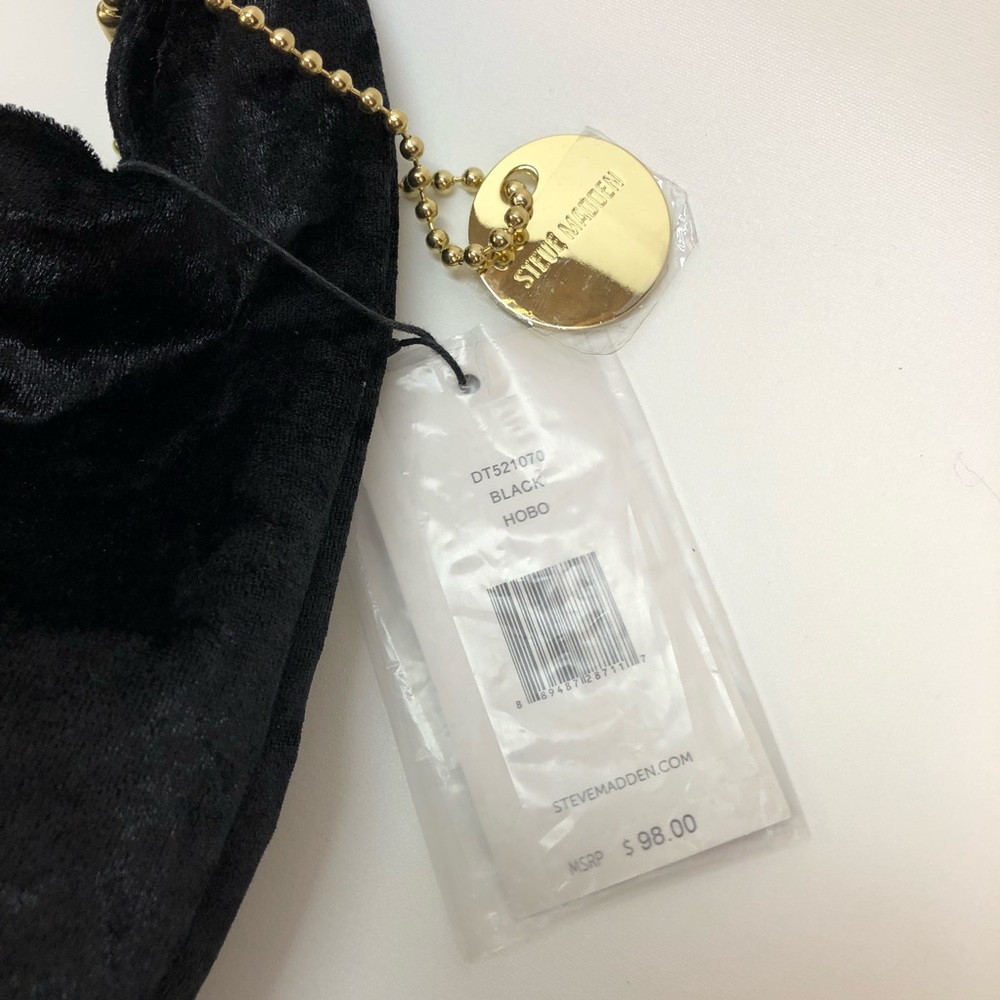 Steve Madden black velour hobo bag NWT - Picture 4 of 7